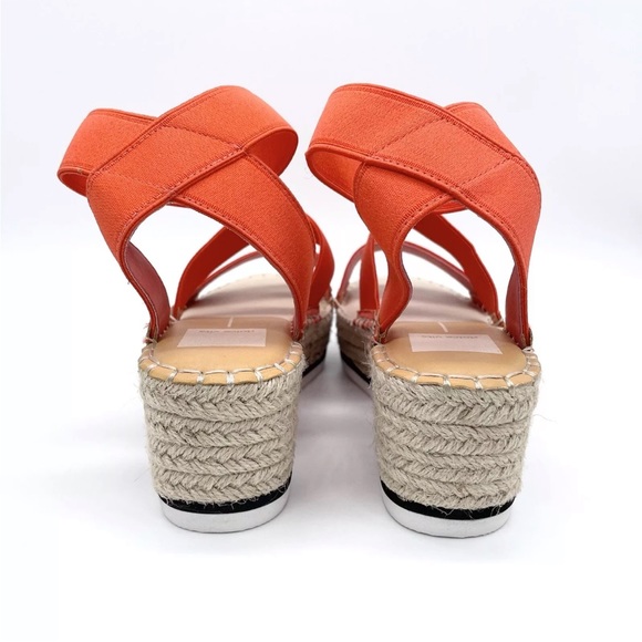 DOLCE VITA BRIGHT ORANGE PLATFORM ESPADRILLE ELASTIC STRAPS ANKLE STRAP 8.5M - Picture 6 of 10